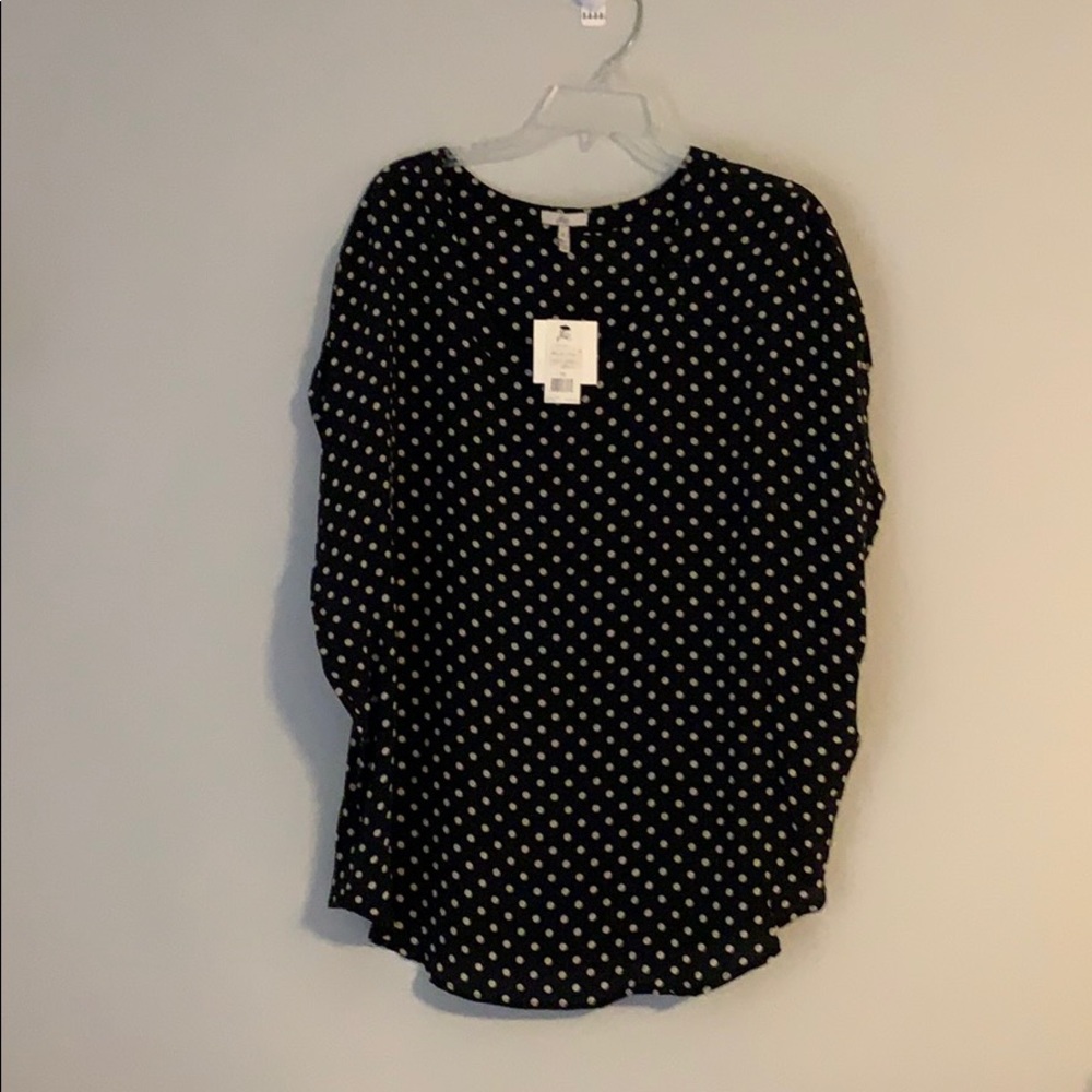 Joie Dotted Black & White Silk Blouse - M